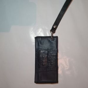 Handmade genuine alligator inlay wristlet purse